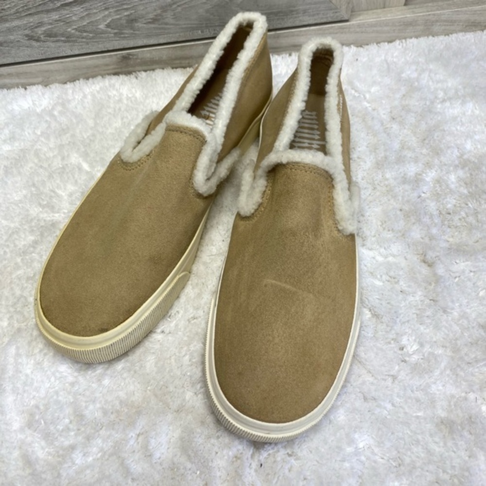 PUNKROSE Ladies Suede Slip Ons Shearling Trim 8.5